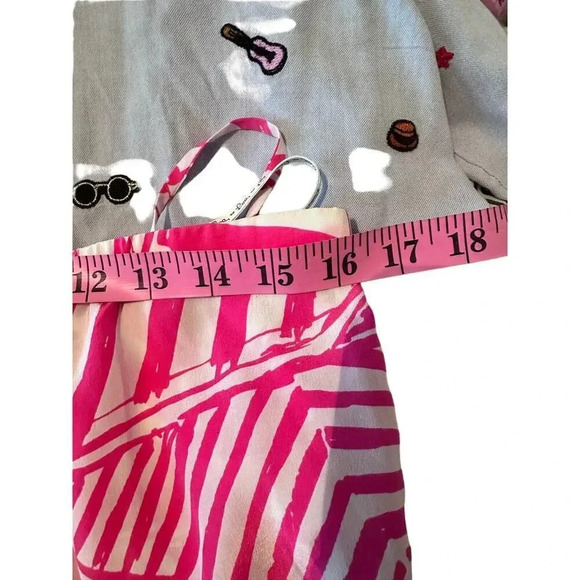 LILLY PULITZER Lei Lei Capri Pink White Silk Tie-Neck Halter Top Size Medium - Picture 8 of 8